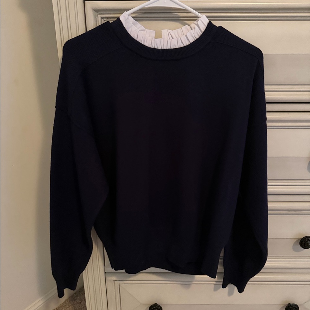 Christian Lacroix Navy Blue Sweater with White Collar